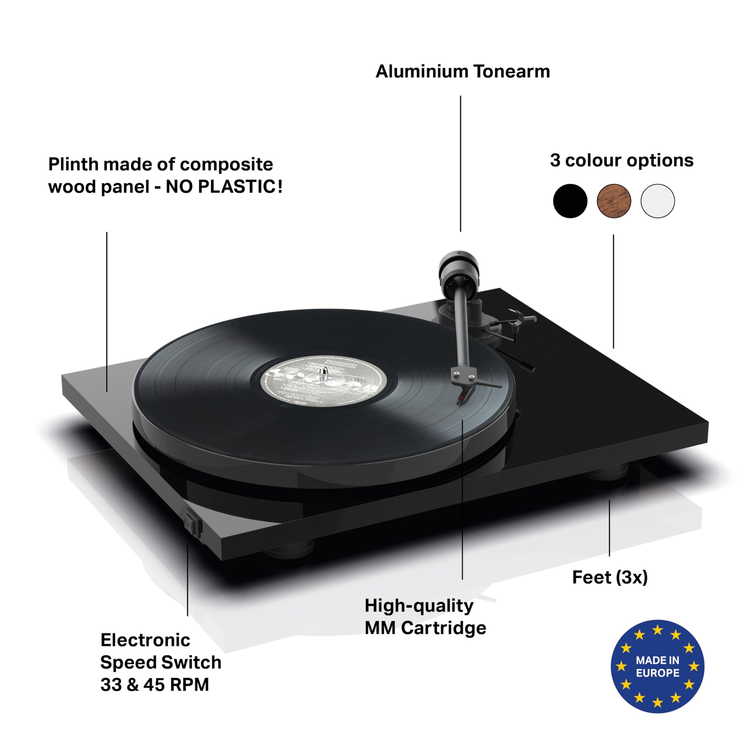 Pro-Ject E1 BT Turntable, Black