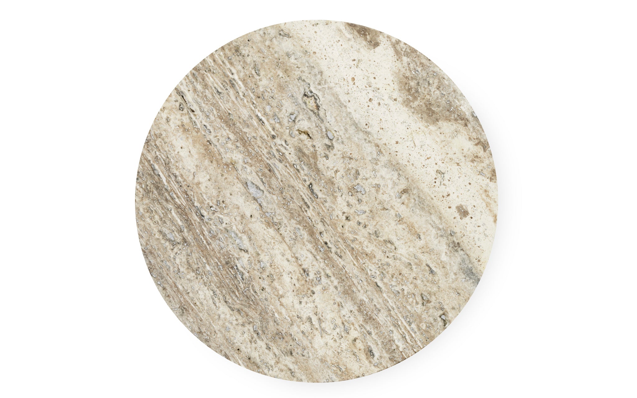 Dit Table Bright Blue, Travertine Silver Top