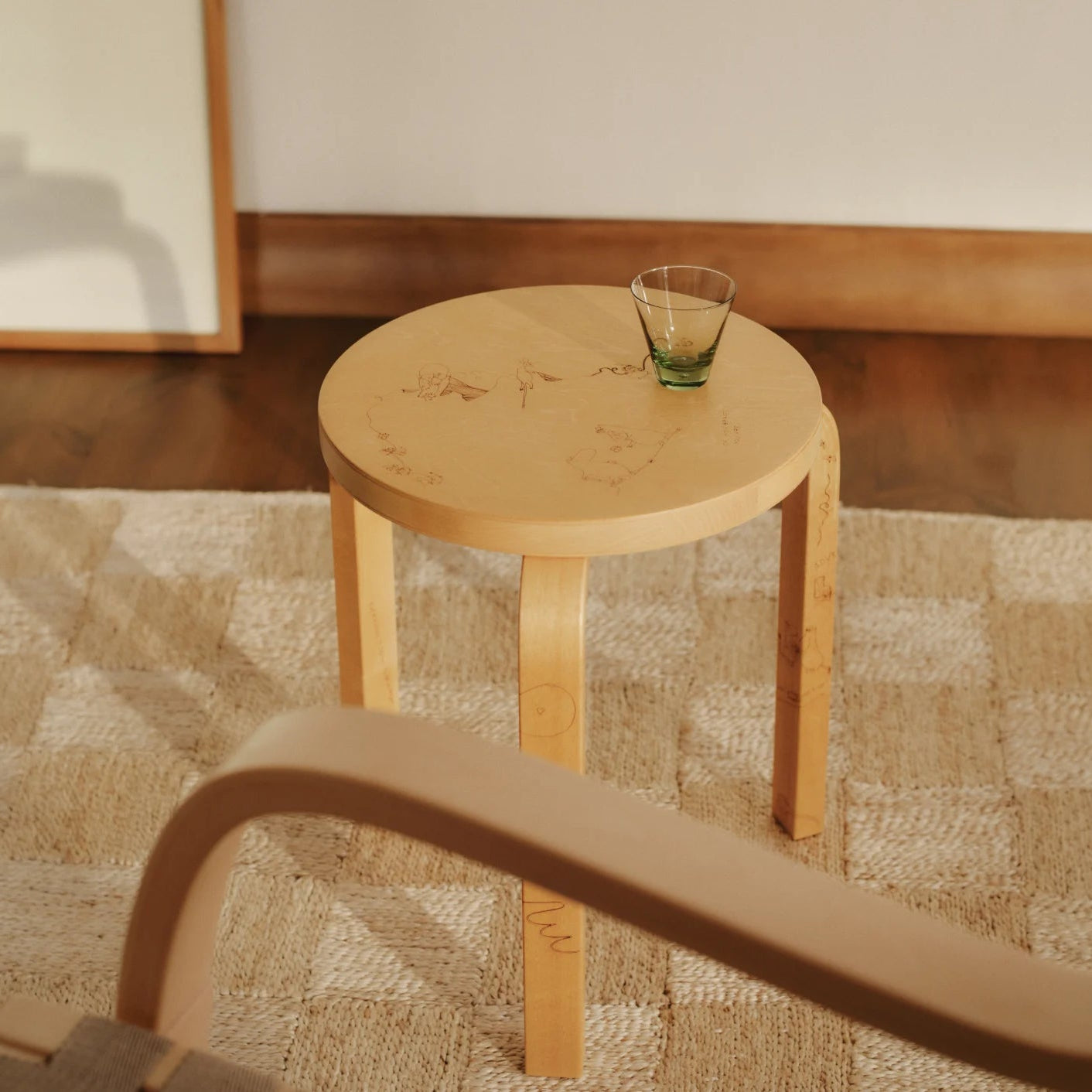 MOOMIN Artek Stool 60, Legs Natural Lacquered