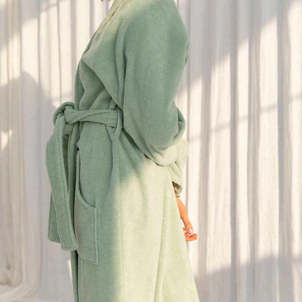 Naram Bathrobe, Silver/Sage