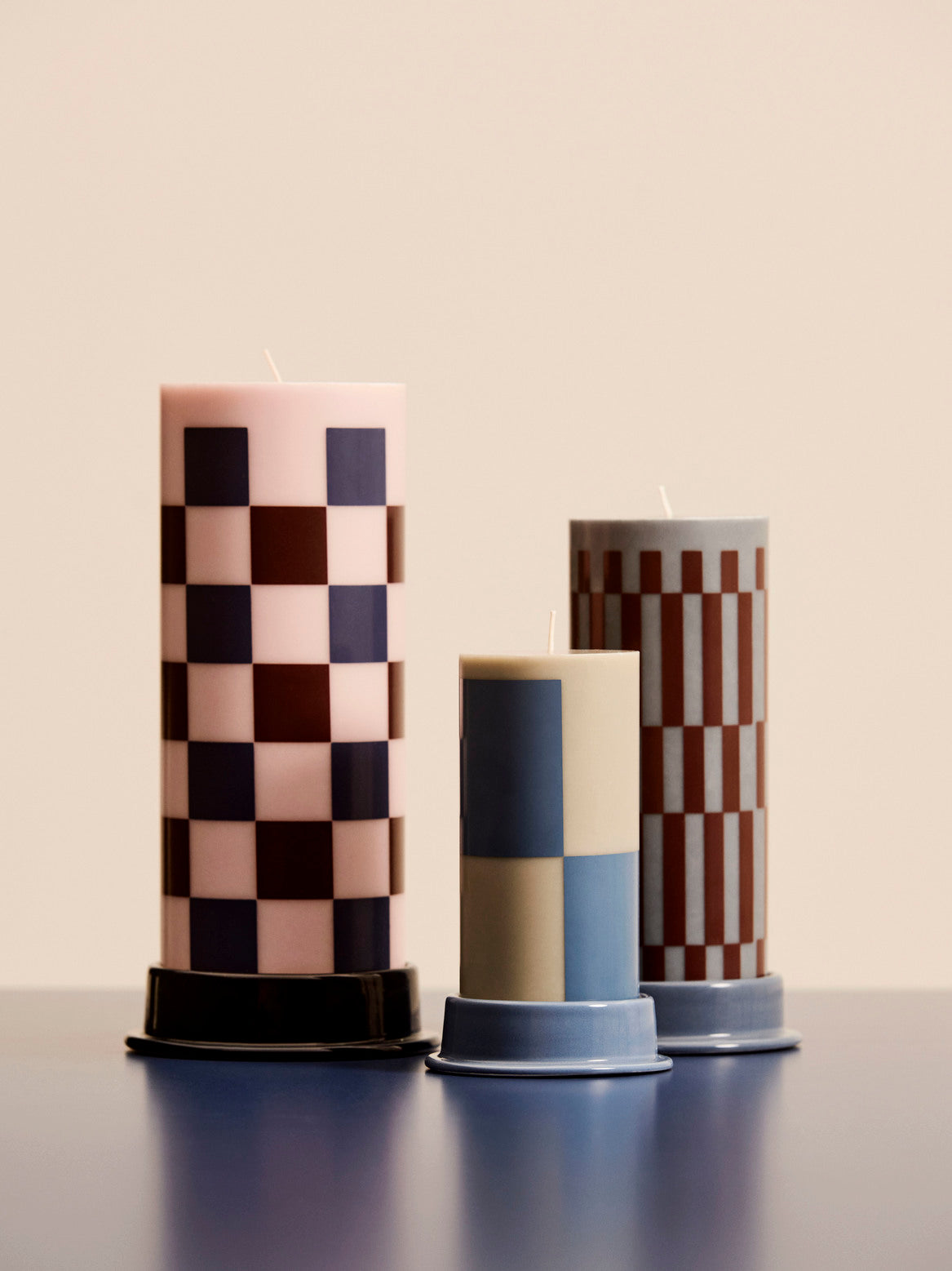 Column candle, Large Pink/Blue
