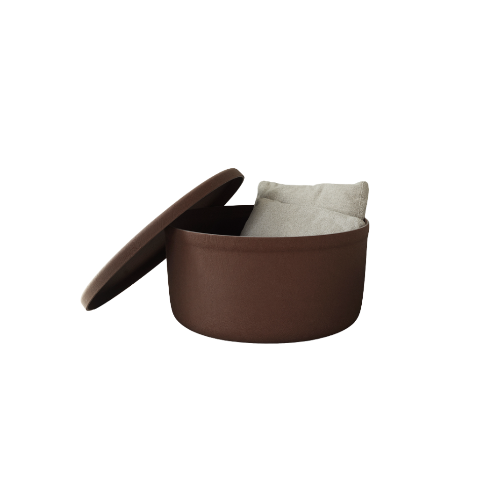 Hide Storage Pouf Small, Brown