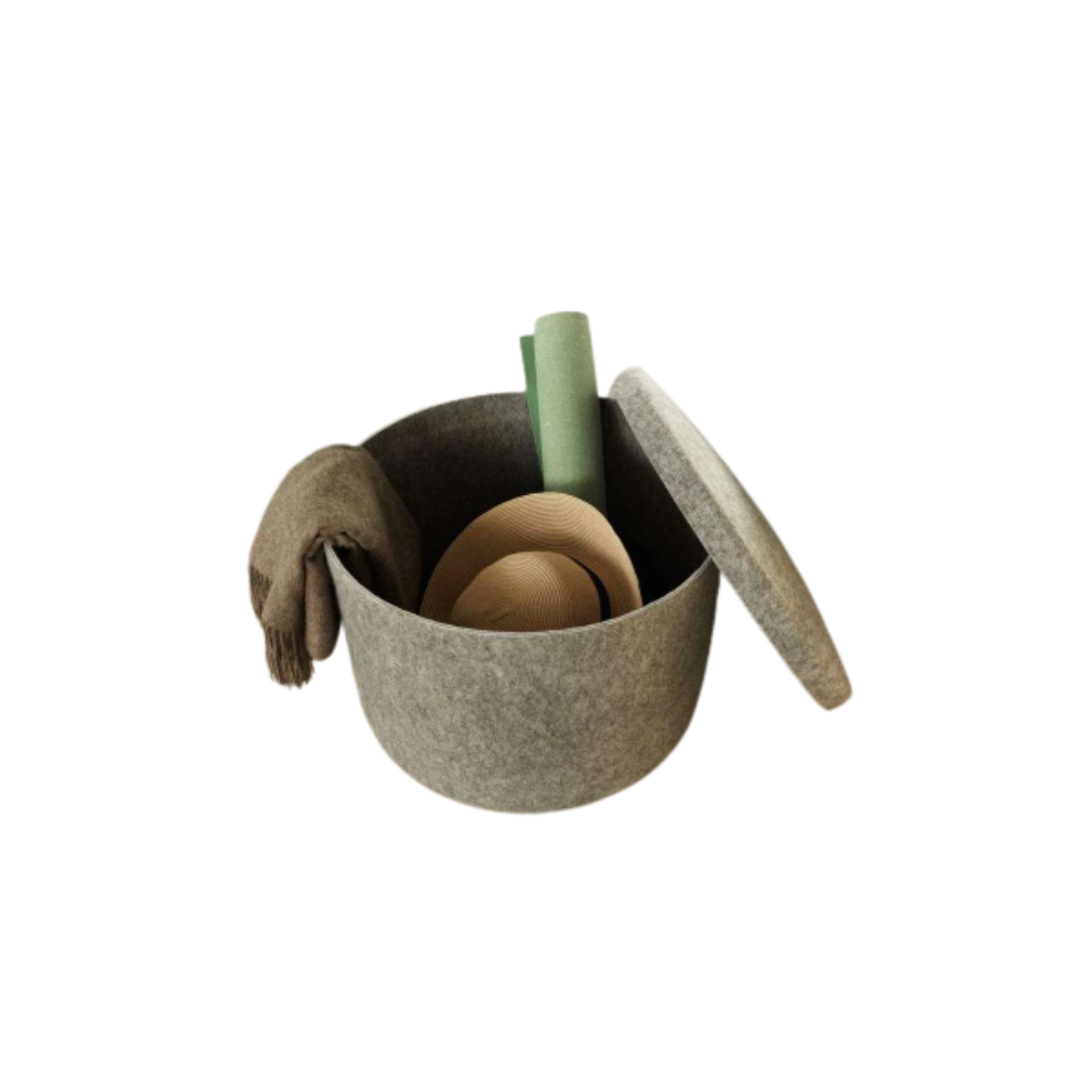 Hide Storage Pouf Small, Grey