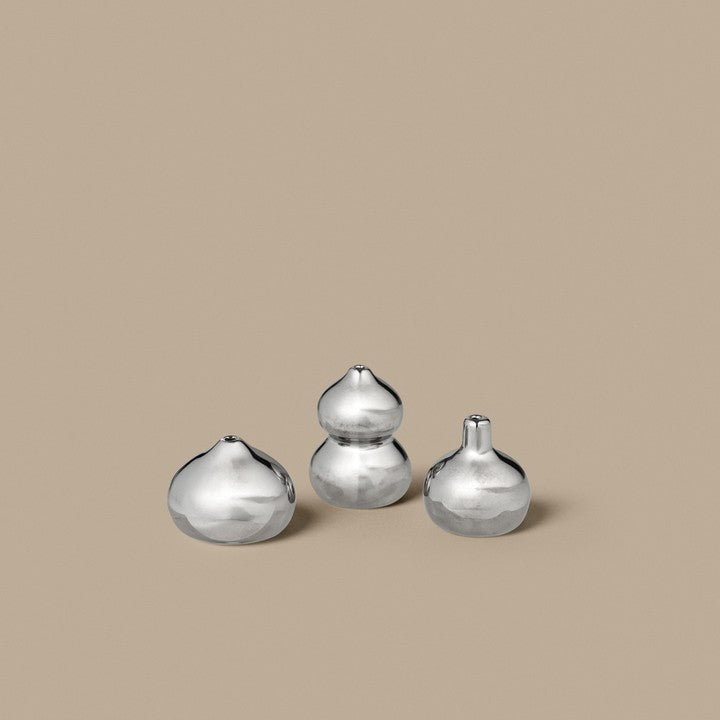 Komo Mini Vases, Set of 3, Silver