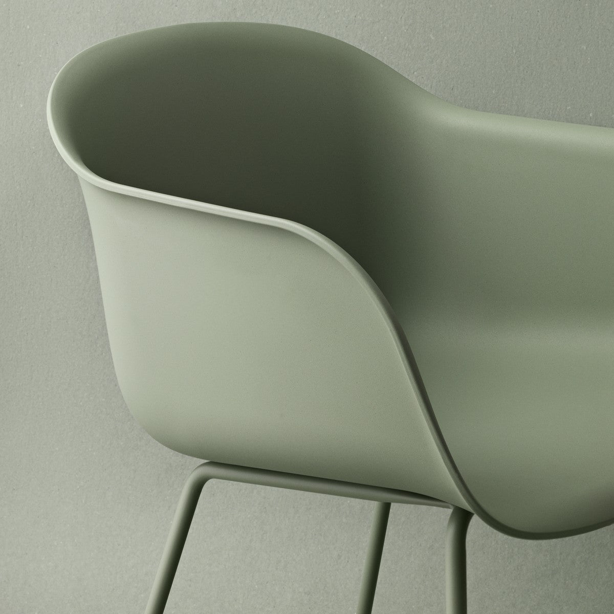 Fiber Arm Chair, Tube Base, Dusty Green