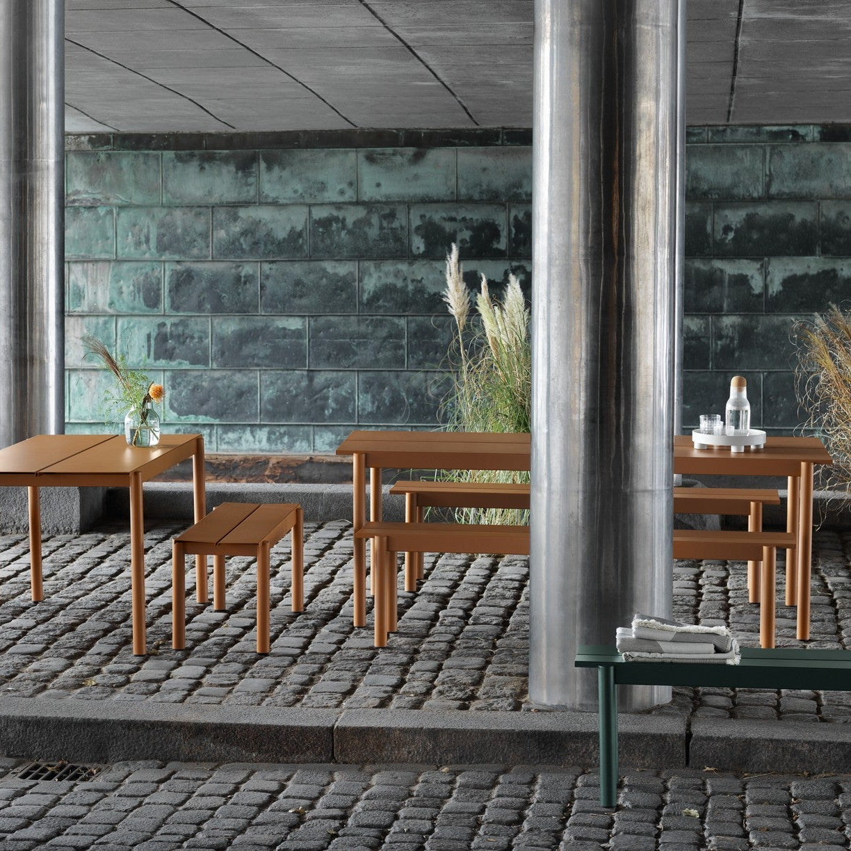 Linear Steel Table, Burnt Orange 200cm