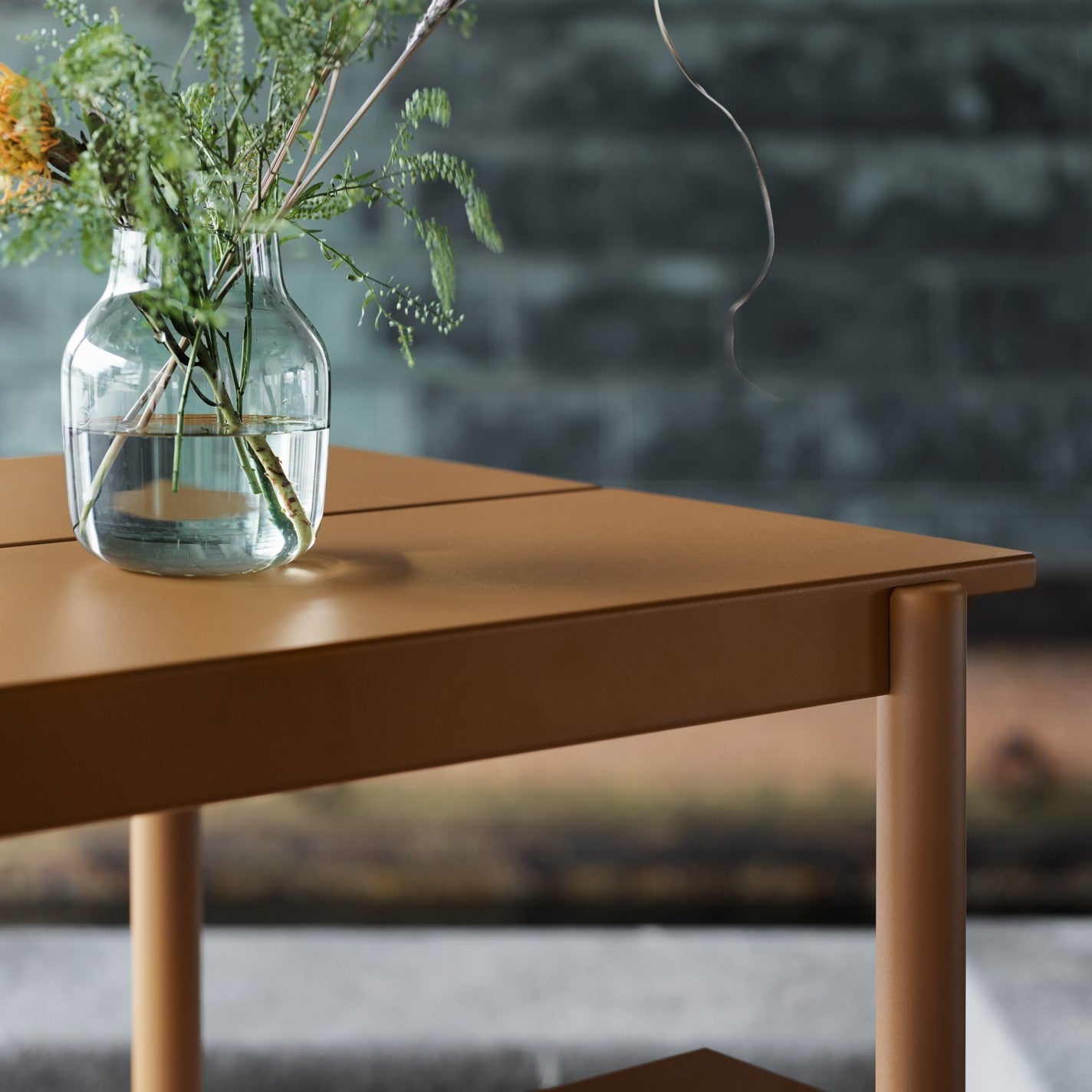 Linear Steel Table, Burnt Orange 200cm