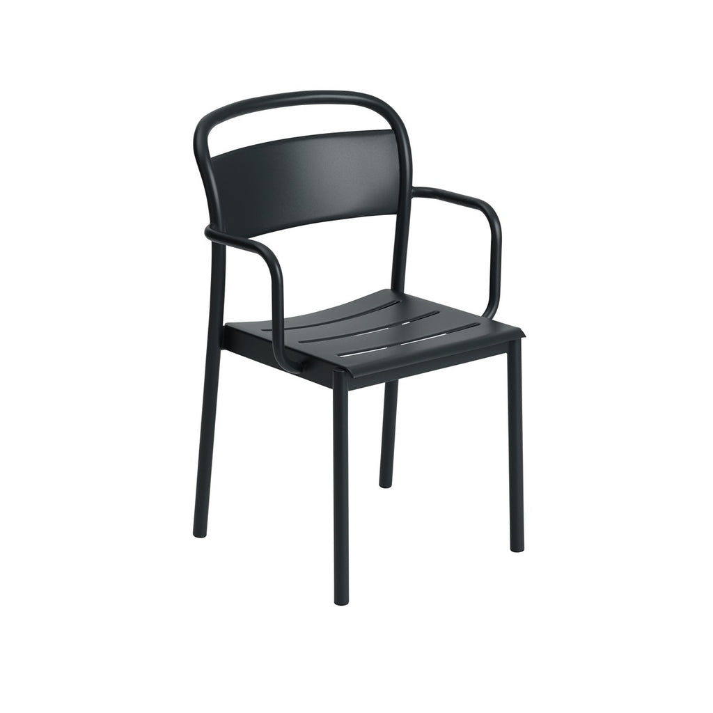 Linear Steel Arm Chairs, Black