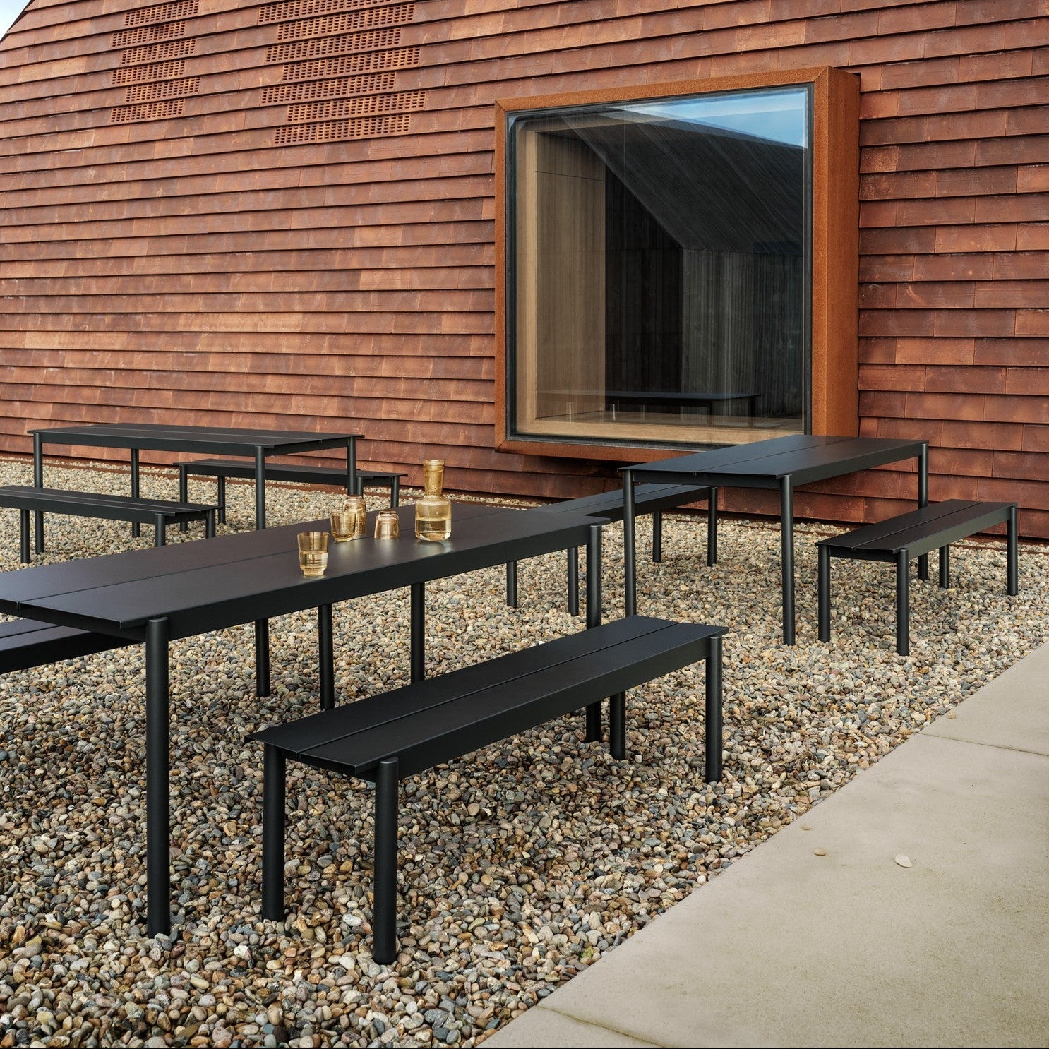 Linear Steel Table, Black 200cm