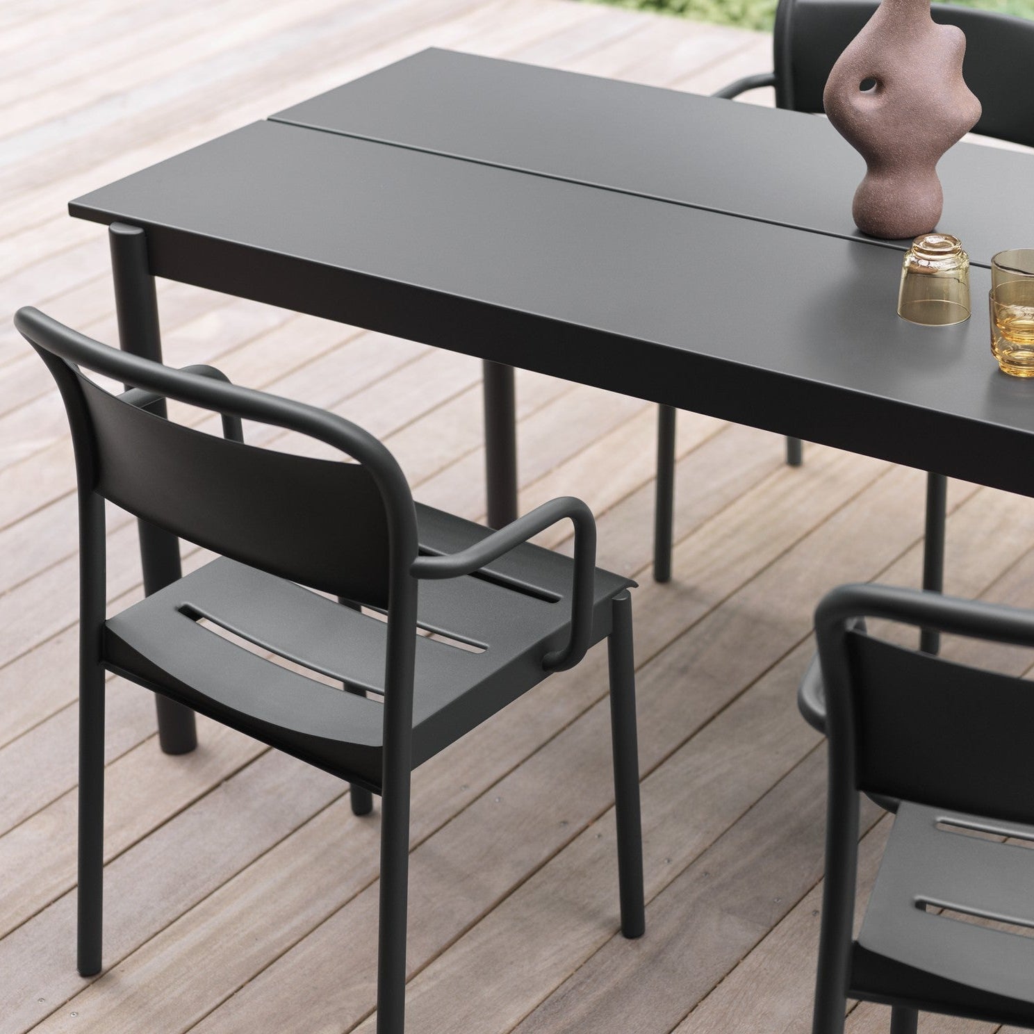 Linear Steel Table, Black 200cm