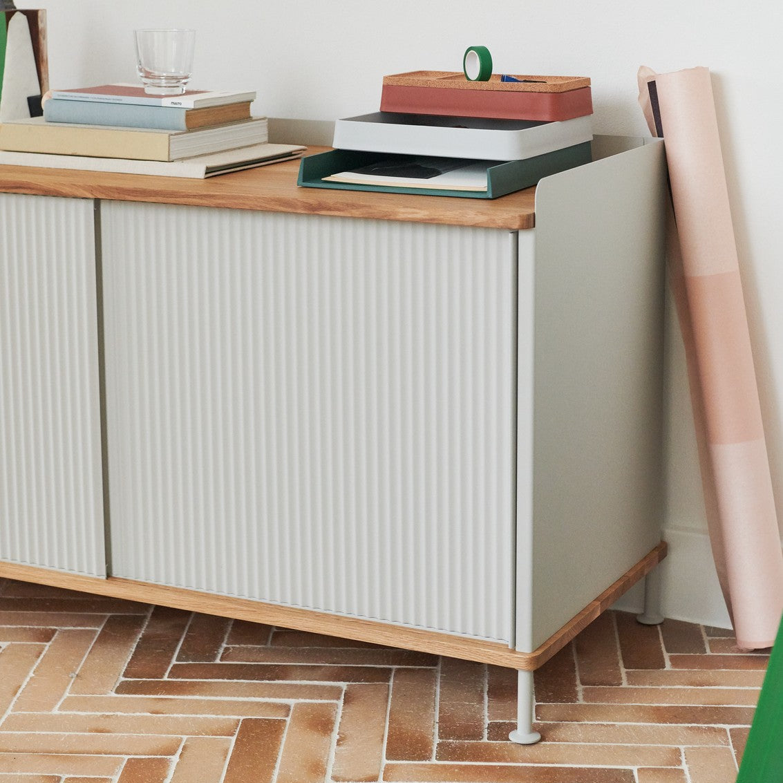 Enfold Sideboard, Oak/Grey, 49 x 17.7 x 24.6 inch