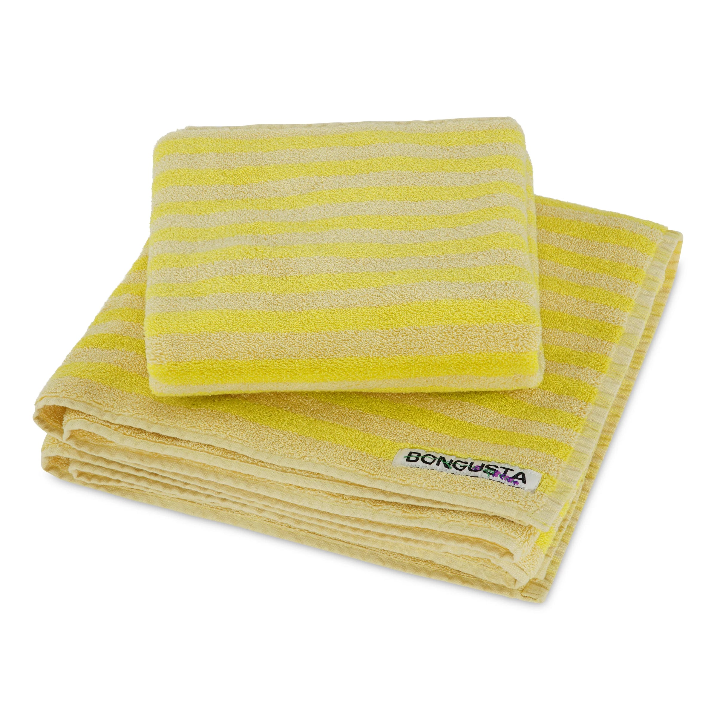 Naram Bath Towel, Pristine/Neon Yellow