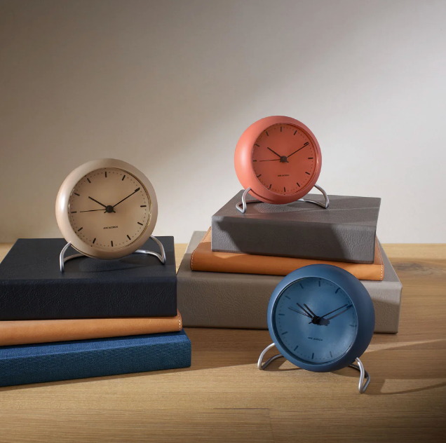 Arne Jacobsen City Hall Table Alarm Clock, Stone Blue