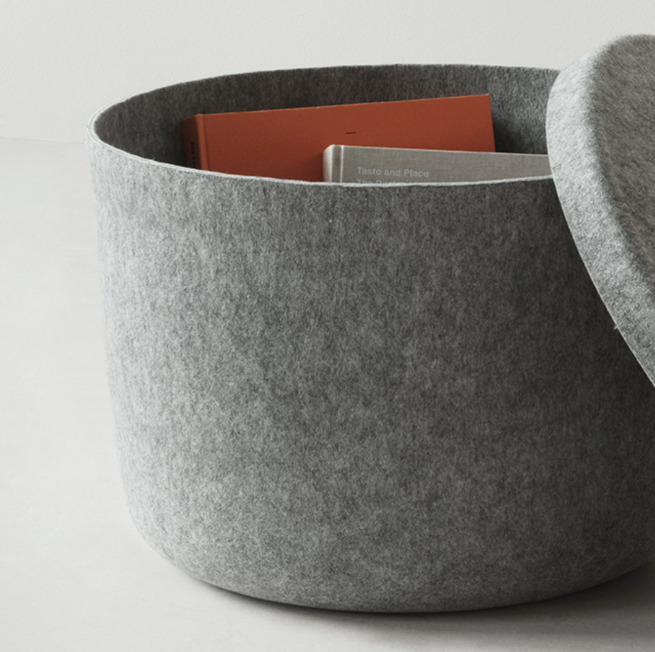 Hide Storage Pouf Small, Grey