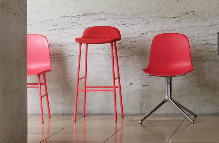 Form Chair, Bright Red, Oak Legs
