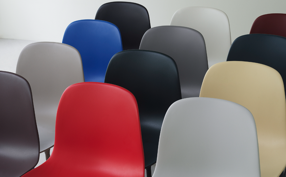 Form Chair, Bright Red, Oak Legs