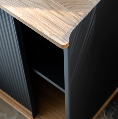 Enfold Sideboard, Oak/Black, 49 x 17.7 x 24.6 inch