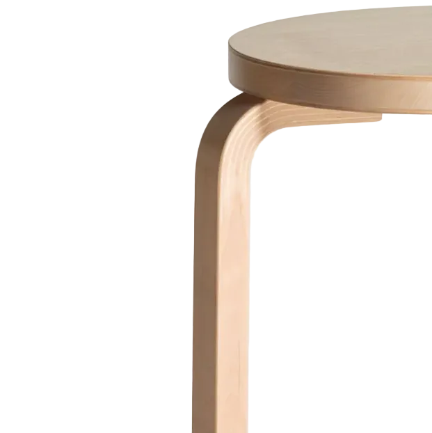 Artek Stool 60, Legs Natural Lacquered, Seat Black Lacquered