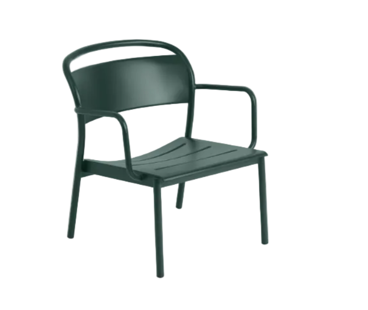 Linear Steel Lounge Armchair, Dark Green