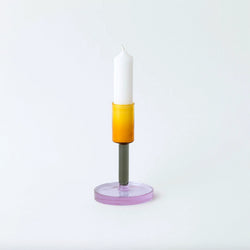 Glass Candlestick - Med - Amber / Smoke / Lilac