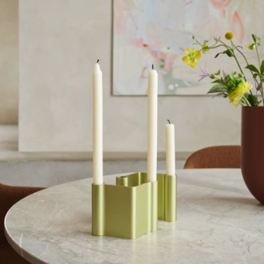 Pair Candleholder, 7" Green