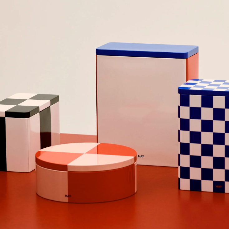 Tin Container, Round, Red/Soft Pink