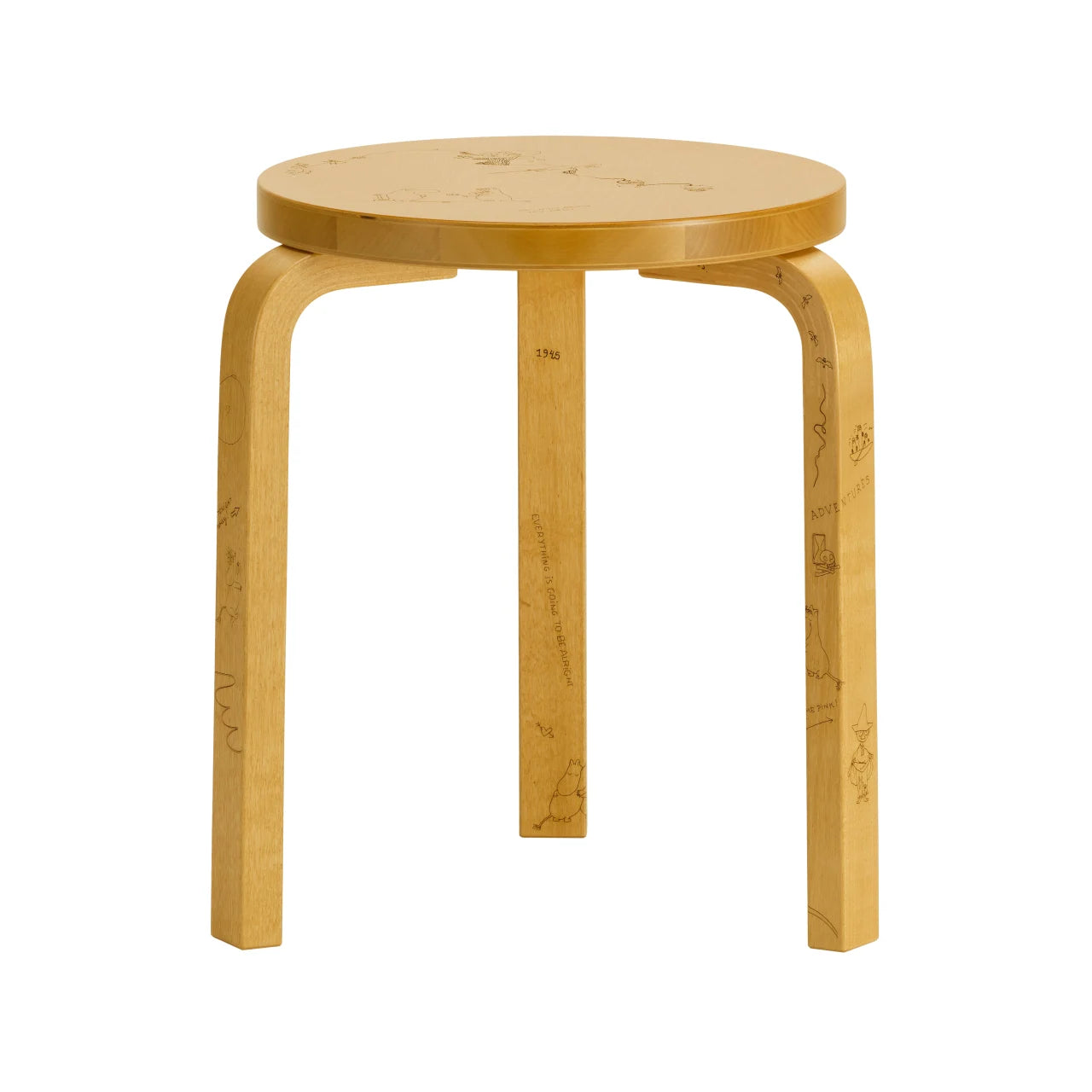 MOOMIN Artek Stool 60, Legs Natural Lacquered