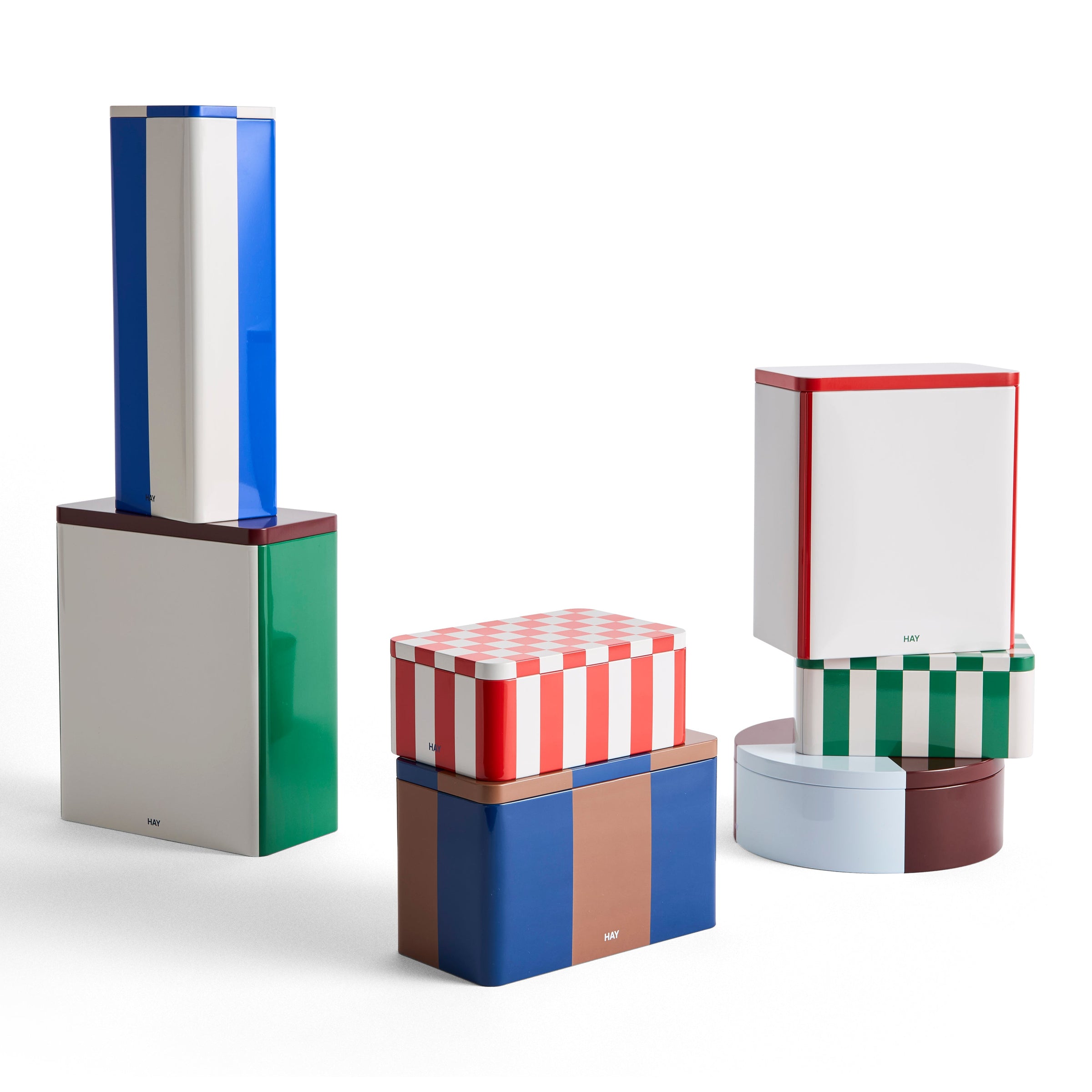 Tin Container, Slim, Blue/Off White