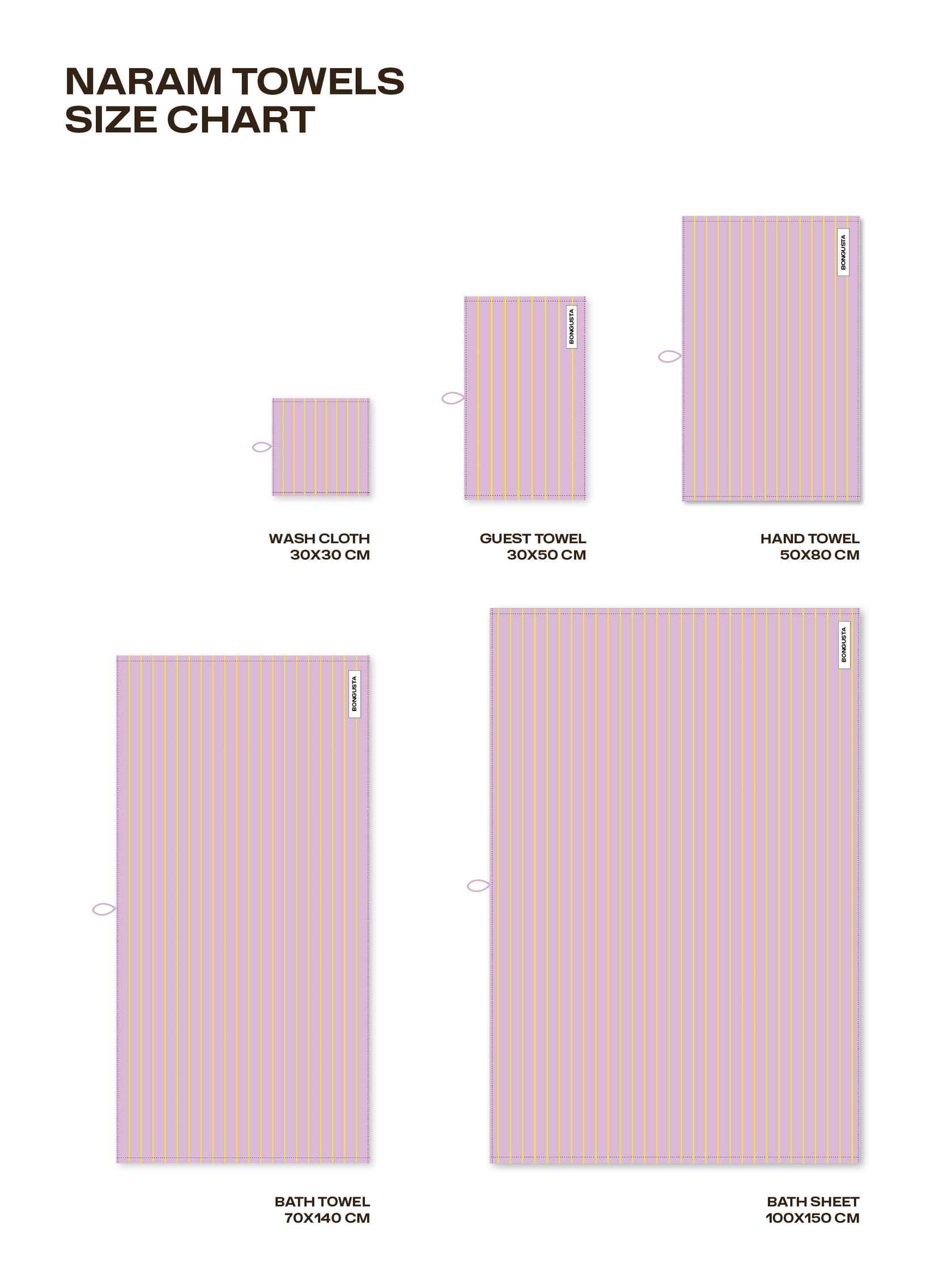 Naram Guest Towel, Lilac/Neon Yellow