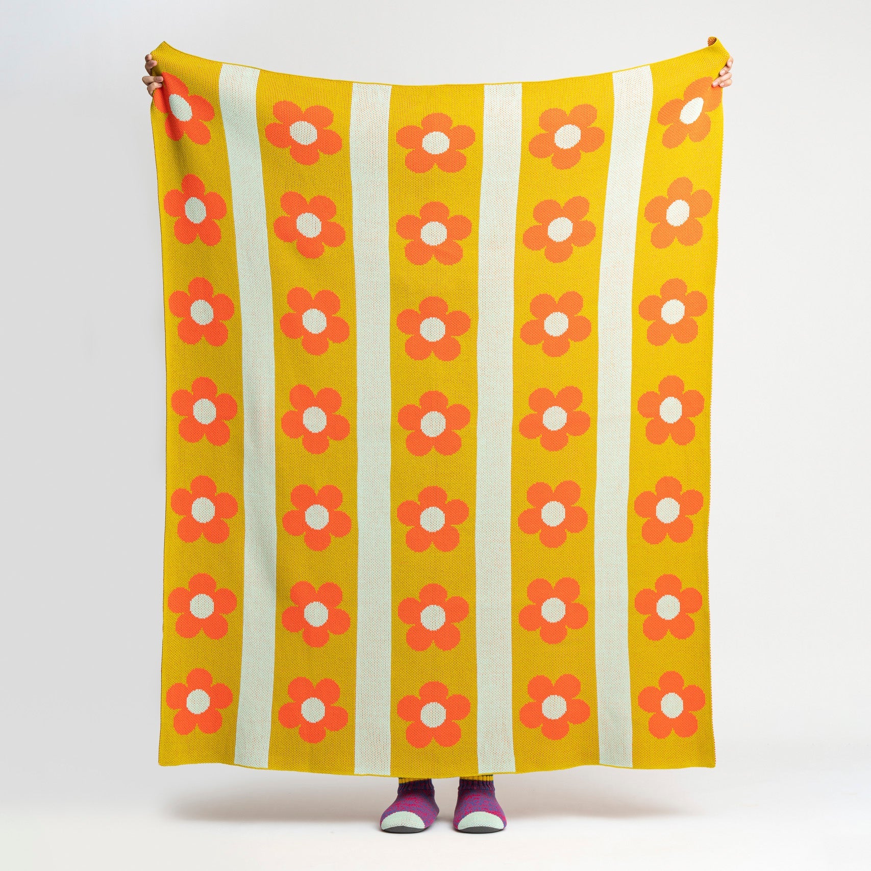 Flower Stripe Throw, Golden Olive