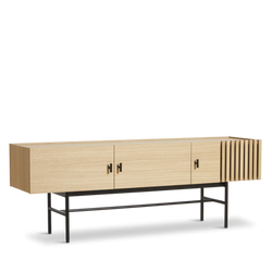 Array Low Sideboard (150 cm), White pigmented Oak with Black Painted Metal Legs