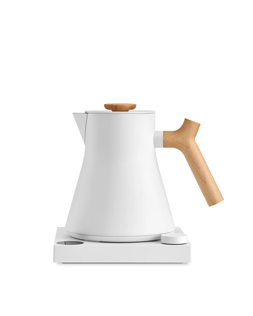 FELLOW Corvo EKG Pro Electric Kettle, Matte White and Maple