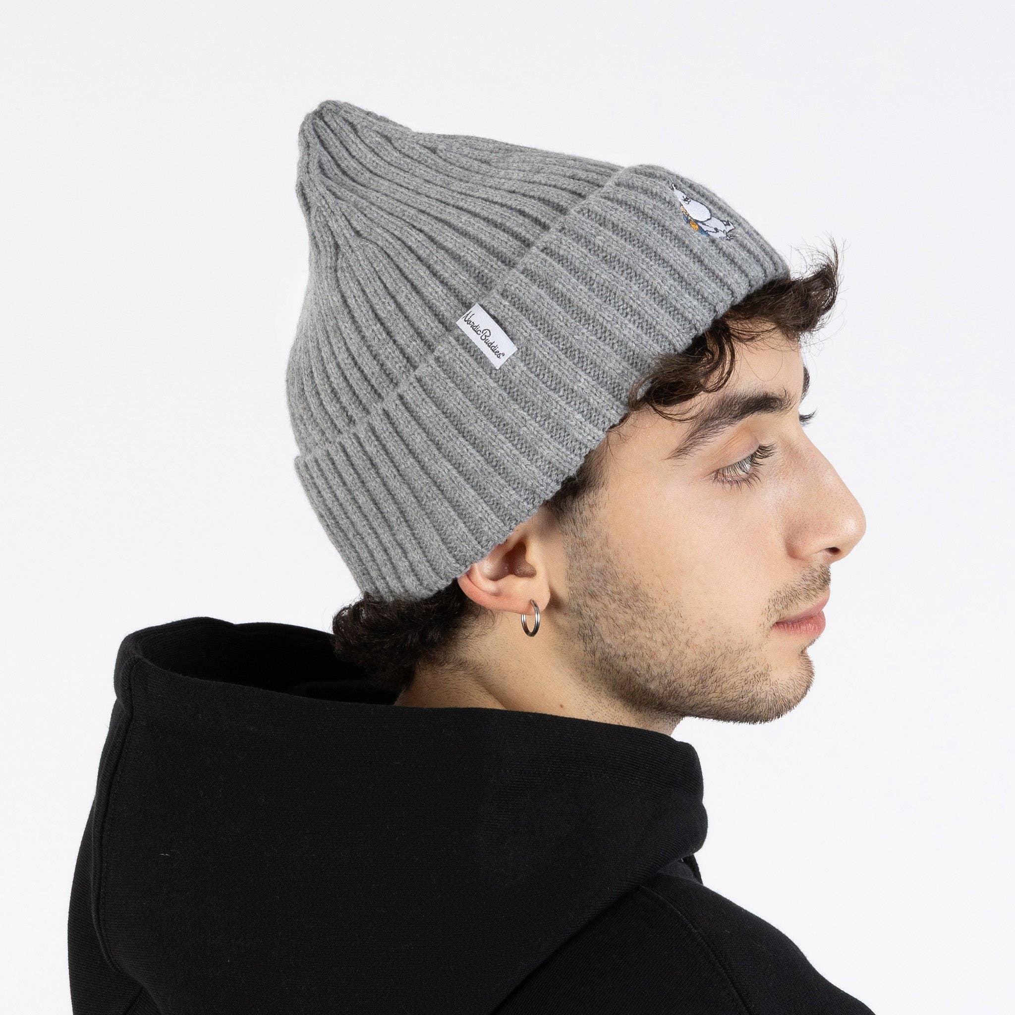 Moomintroll Embroidery Beanie, grey