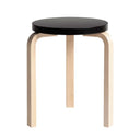 Artek Stool 60, Legs Natural Lacquered, Seat Black Lacquered