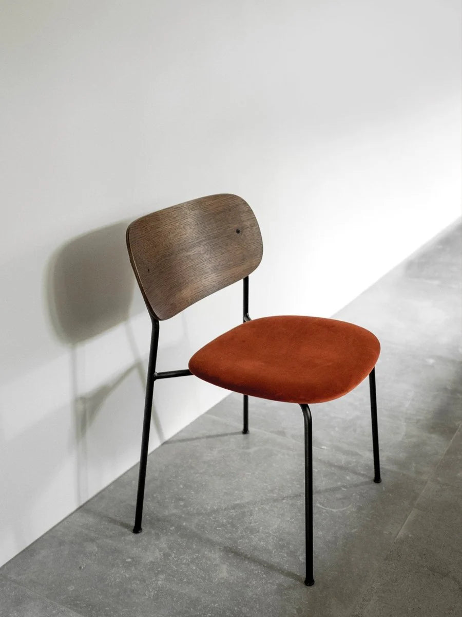 Co Chair, Without Arms, Upholstered Seat Steelcut Trio 213, Natural Oak Back, Black Frame