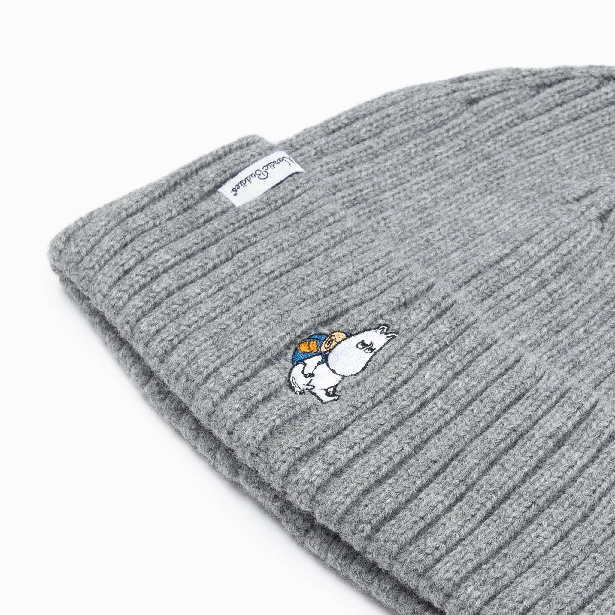 Moomintroll Embroidery Beanie, grey