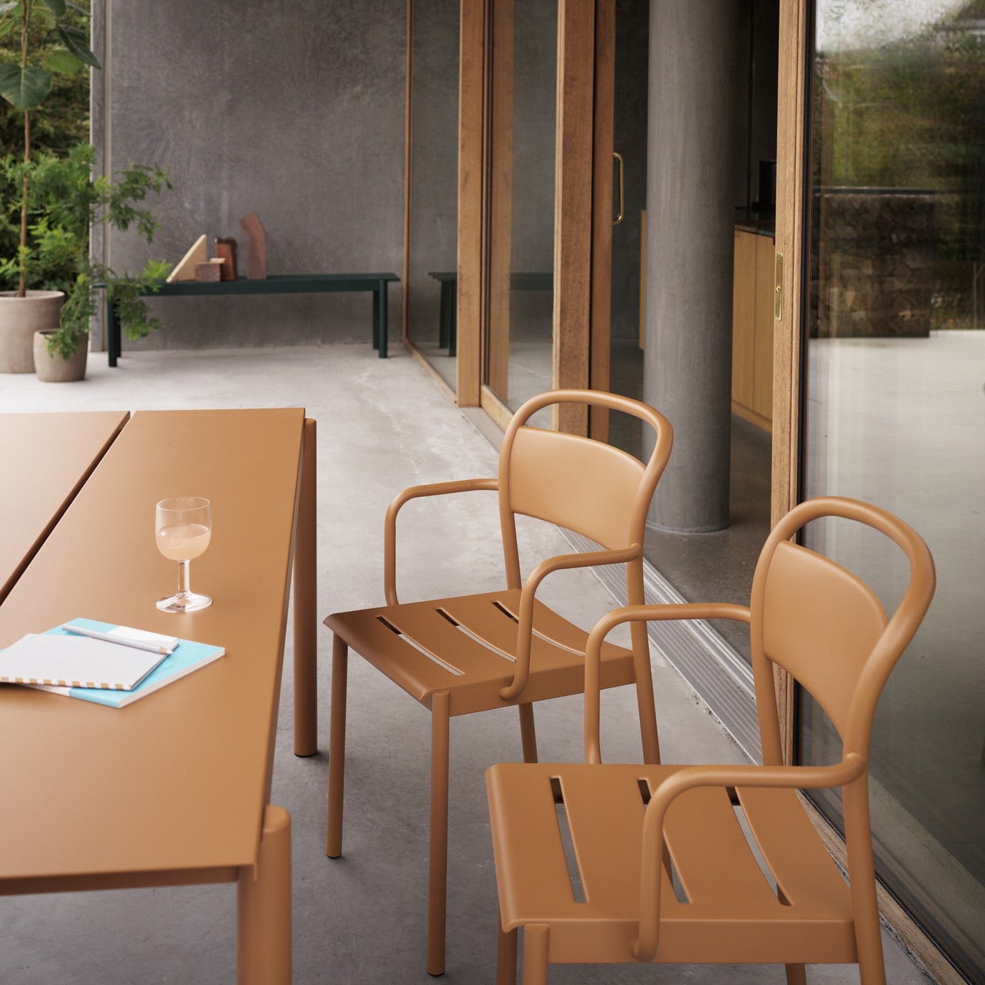 Linear Steel Table, Burnt Orange 200cm