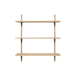 Sector Shelf, Triple - Wide Natural Oak/Black Brass