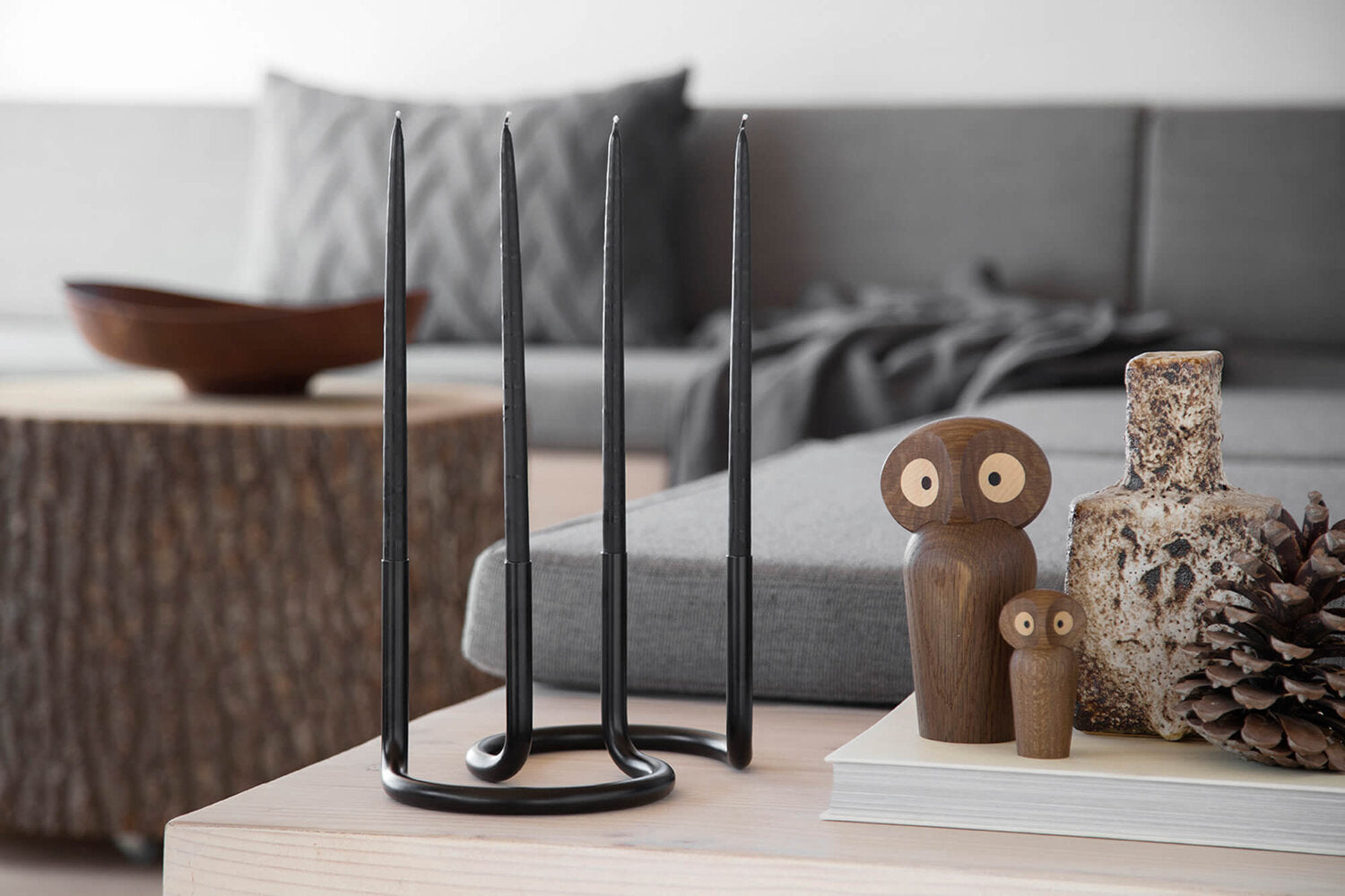 Gemini Candleholder, Black