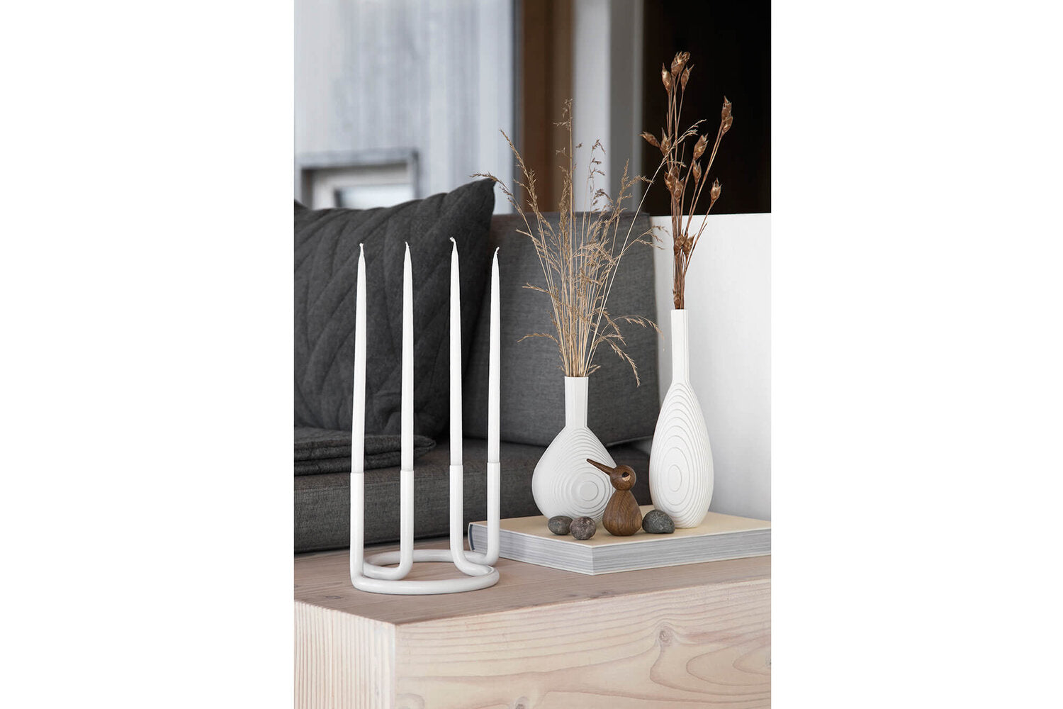 Gemini Candleholder, White