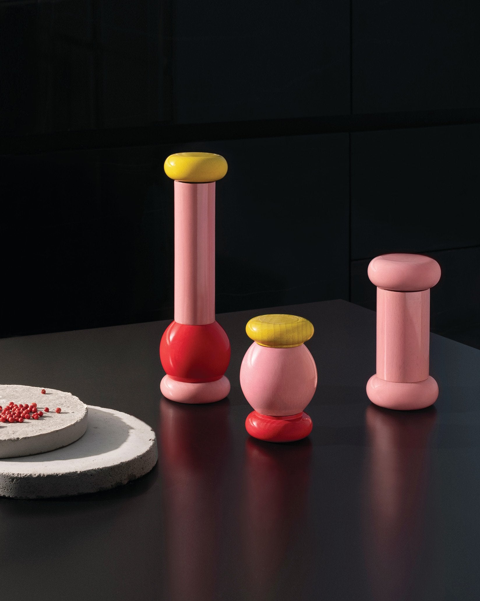 Twergi Tall Wood Pepper Mill, Pink