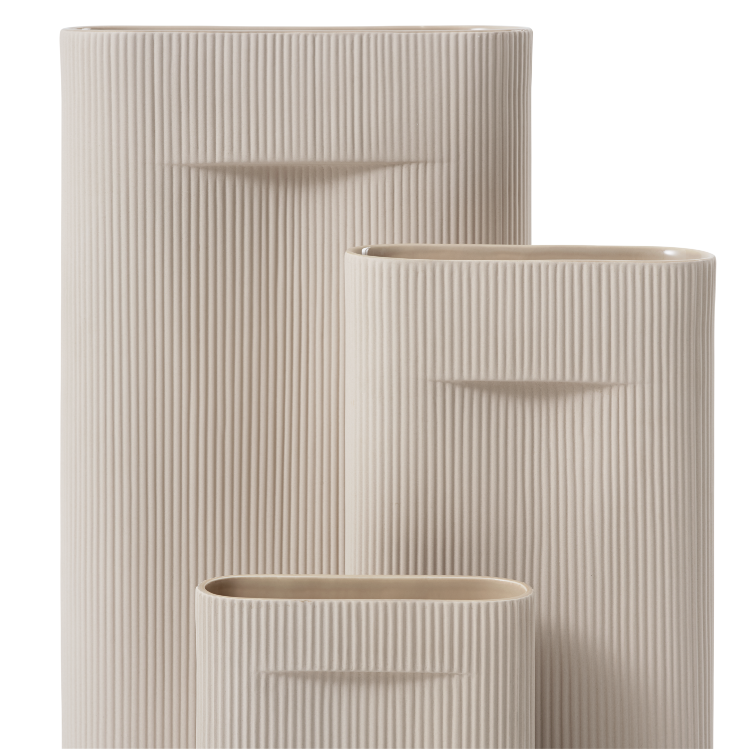 Ridge Vase, Beige, 6.7"