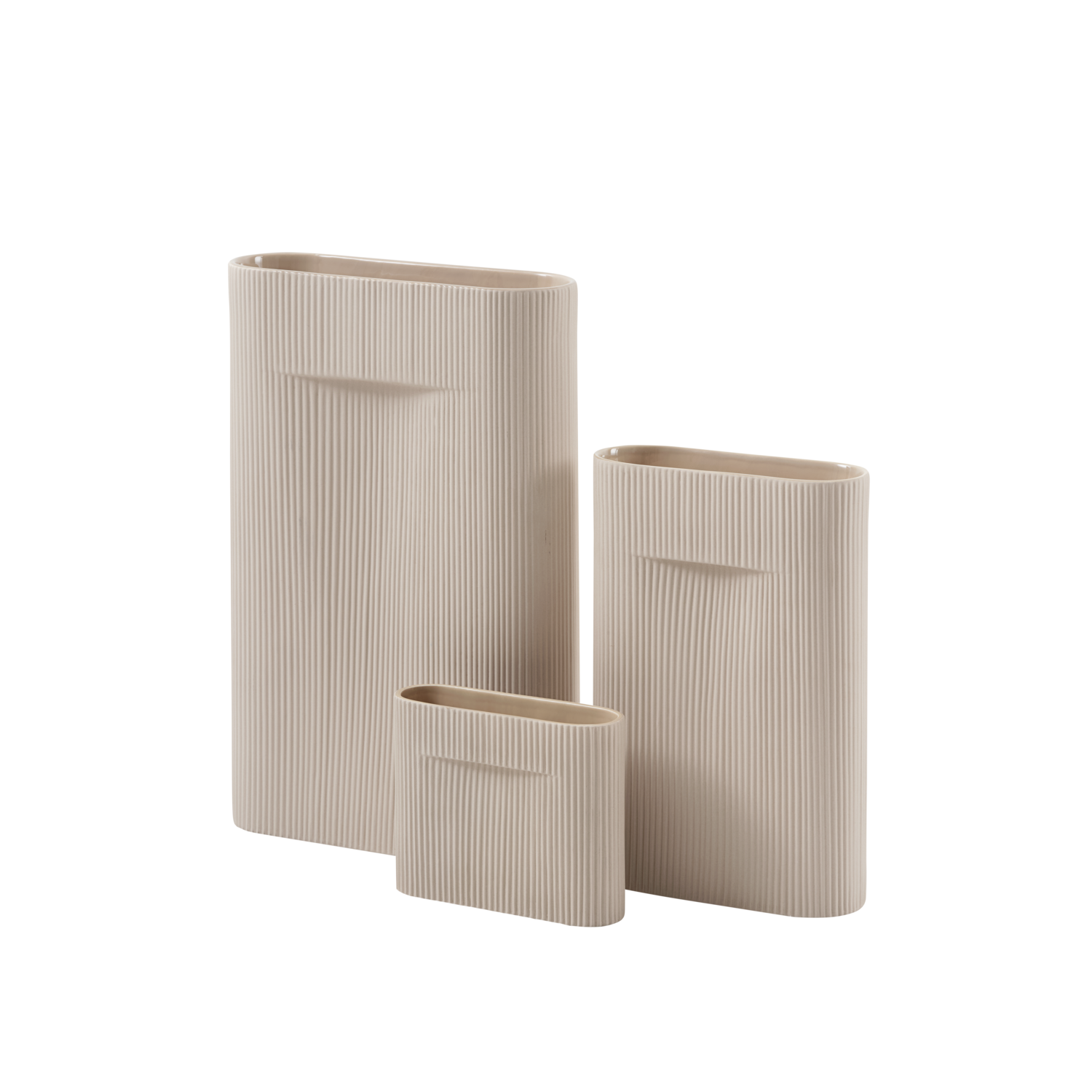 Ridge Vase, Beige, 6.7"