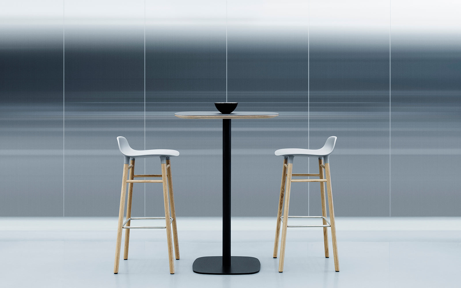 Form Stool 75cm White/Walnut