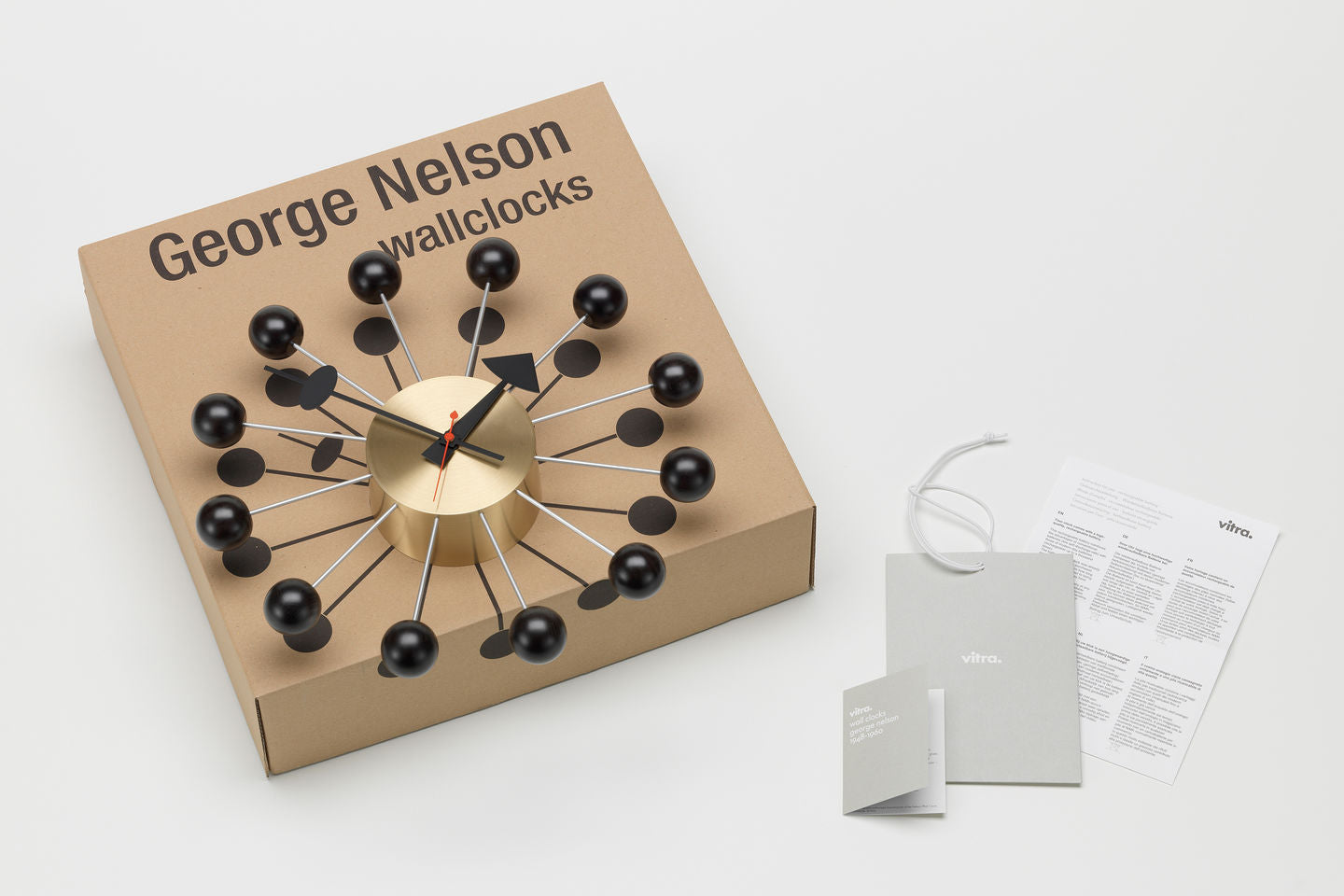 George Nelson Ball Clock, Natural With White Face