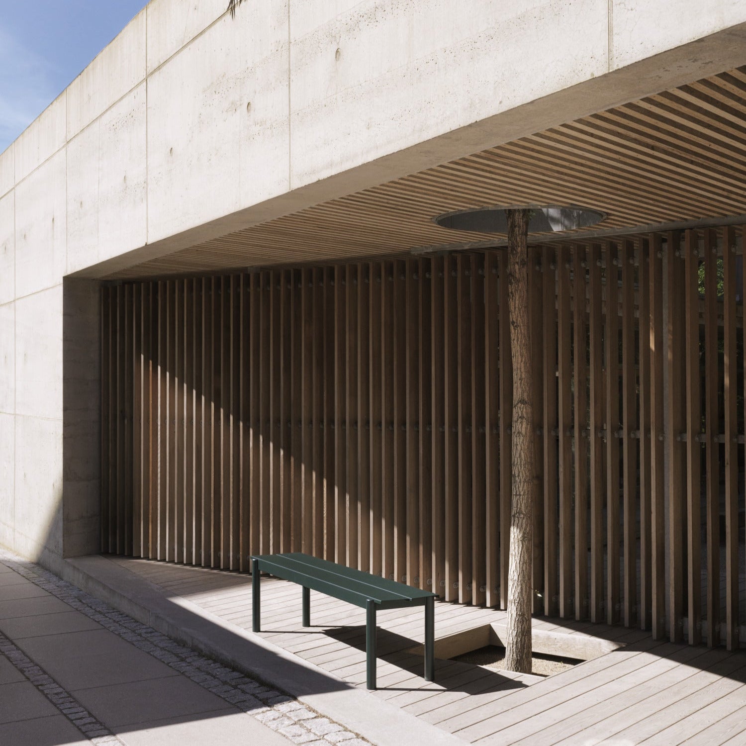 Linear Steel Bench, Dark Green 170cm