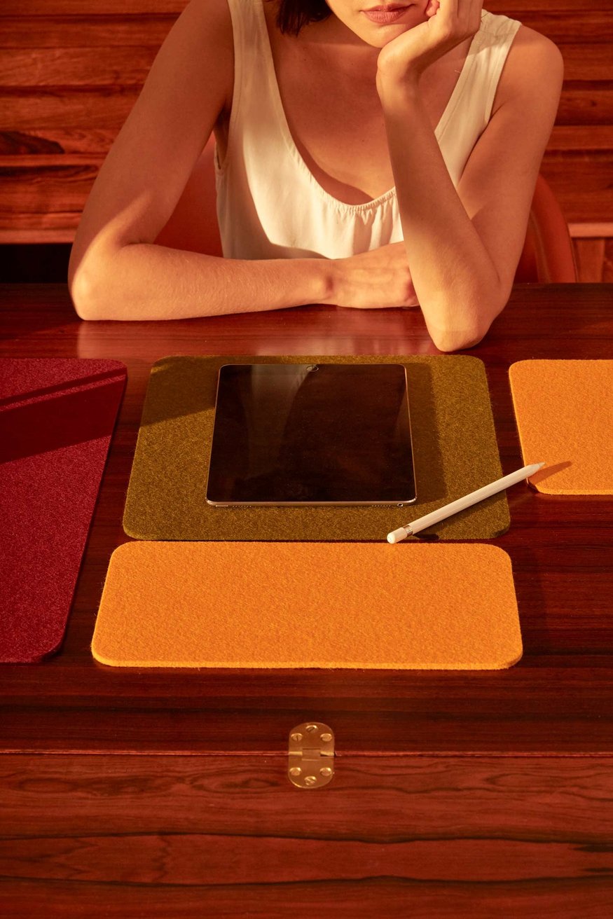 Felt placemat, 34x34cm aqua