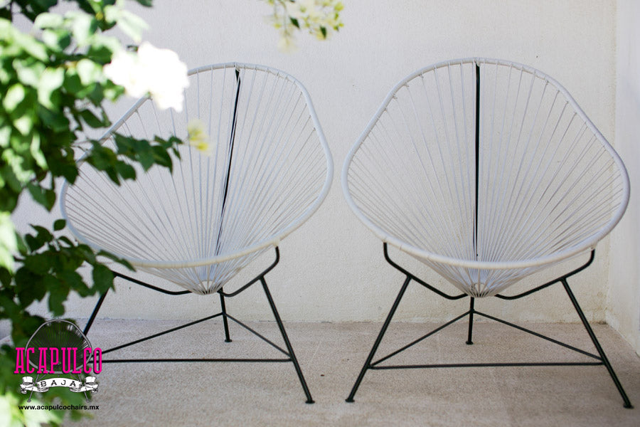 Acapulco Chair, White Cord/Black Frame