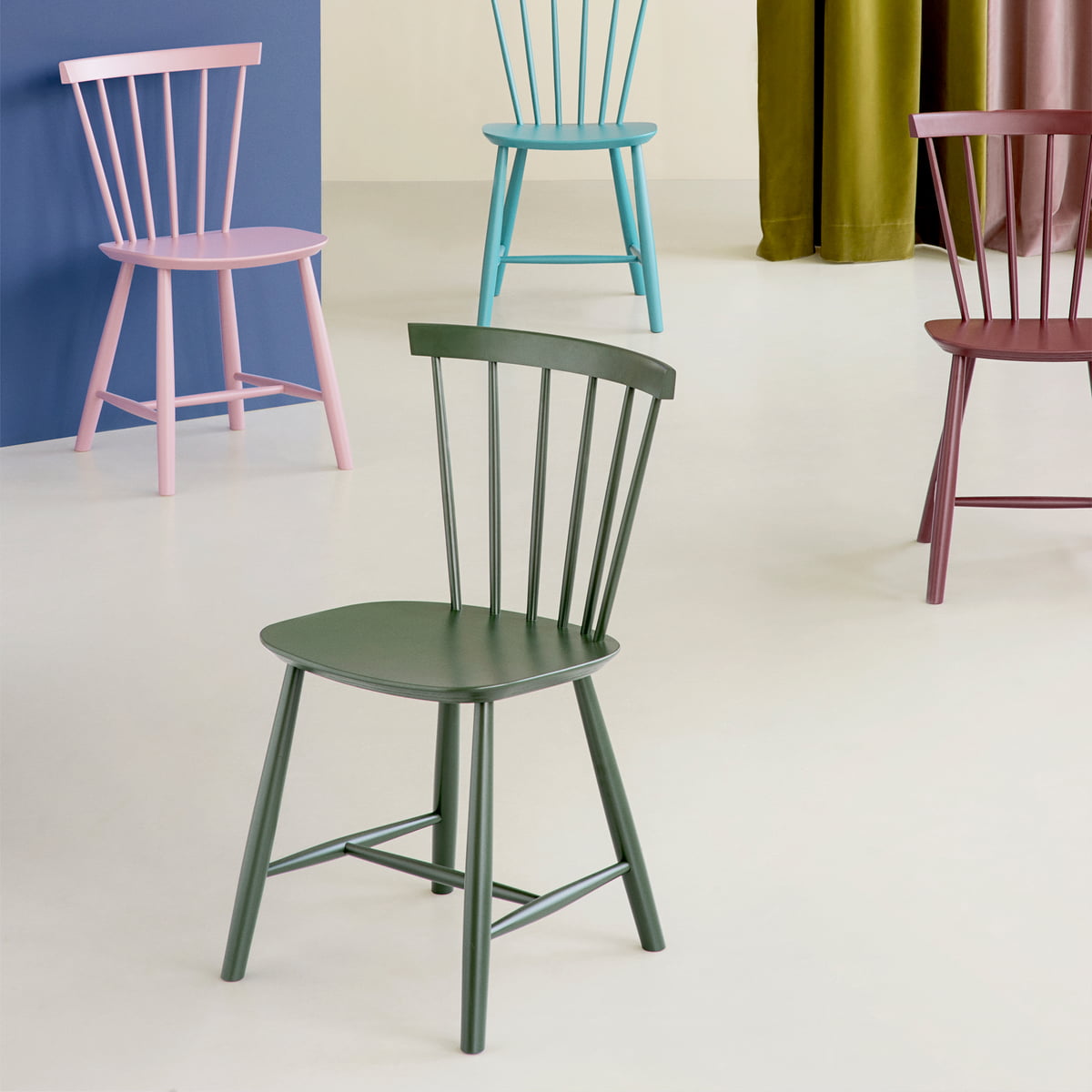 J46 Chair Poul Volther, Army/Bottle Green
