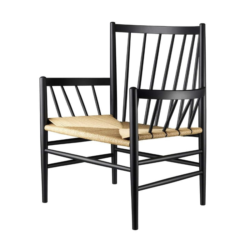 J82 Lounge Chair, Black Frame/Natural Seat